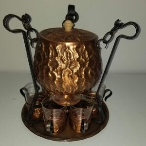 Copper Cidar Set with Glass Cups